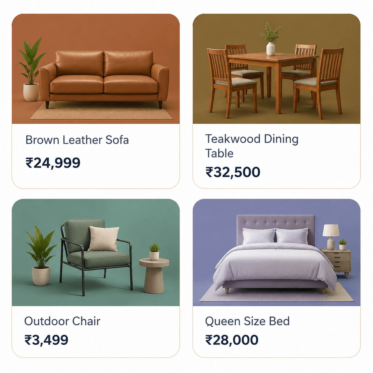 Furniture products with prices